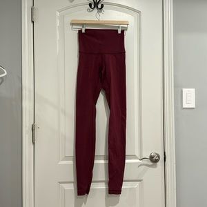 Women’s Lululemon maroon high waisted wonder under leggings size 4